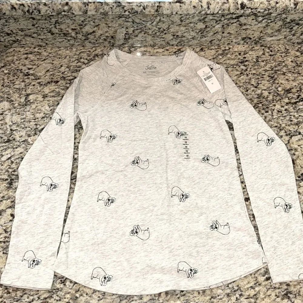 Justice Heather Koala Gray Long Sleeve Tee girls size 10 brand new with tags